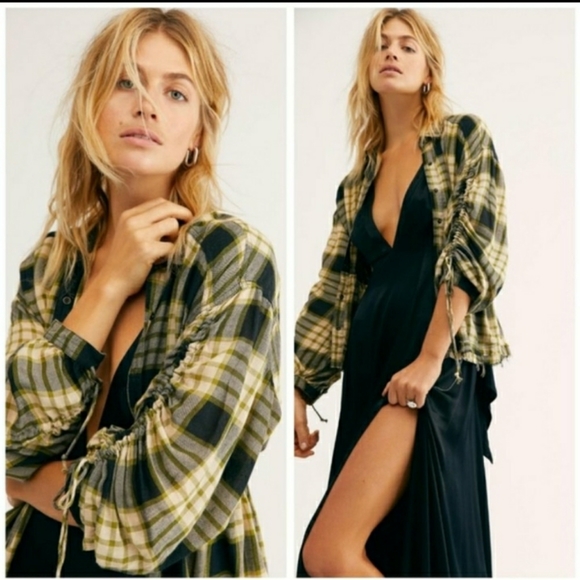 Free people Pacific Dawn ruched sleeve Top NWT - Picture 5 of 6